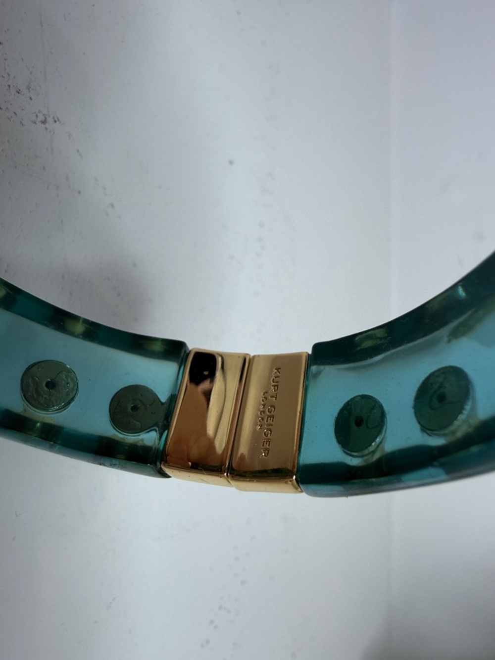 Kurt Geiger Teal Crystal-Embellished Resin Bangle Bracelet - Picture 4 of 4